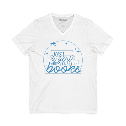 JUST A GIRL WHO LOVES BOOK (V-NECK)