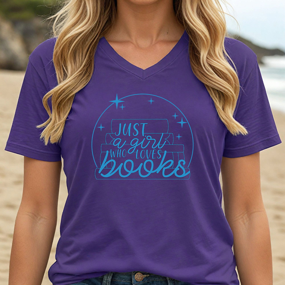 JUST A GIRL WHO LOVES BOOK (V-NECK)