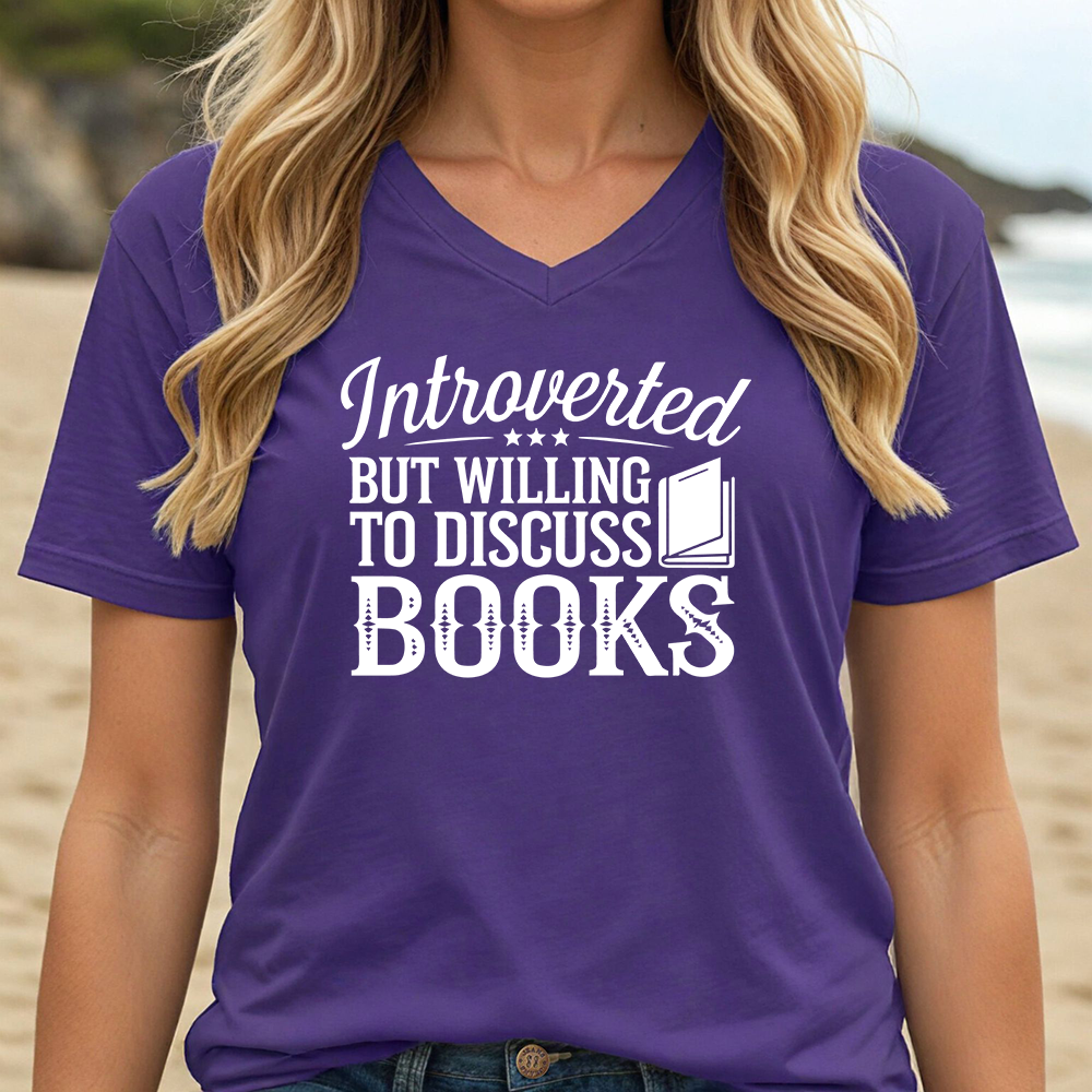 INTROVERTED BUT WILLING TO DISCUSS BOOKS (V-NECK)
