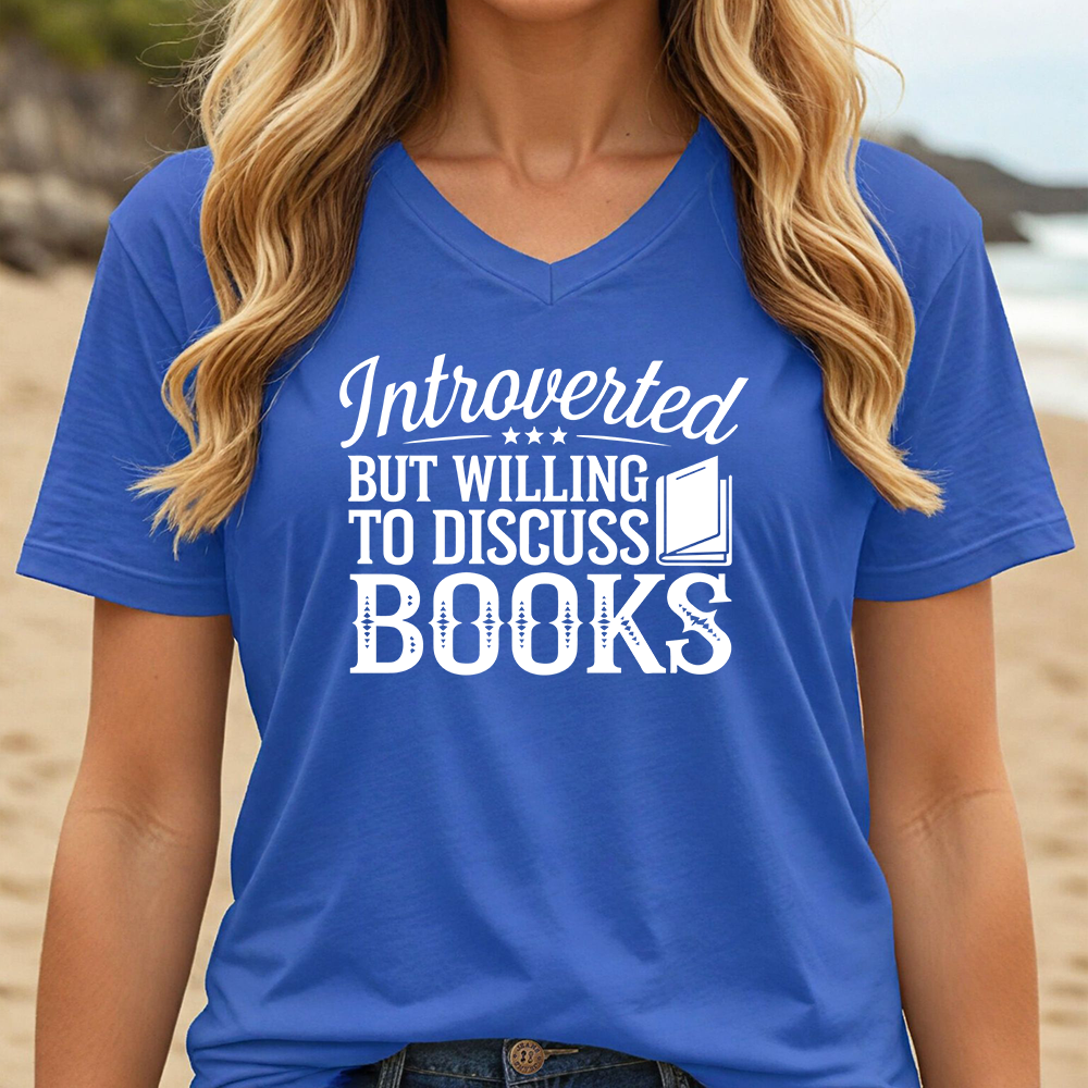 INTROVERTED BUT WILLING TO DISCUSS BOOKS (V-NECK)