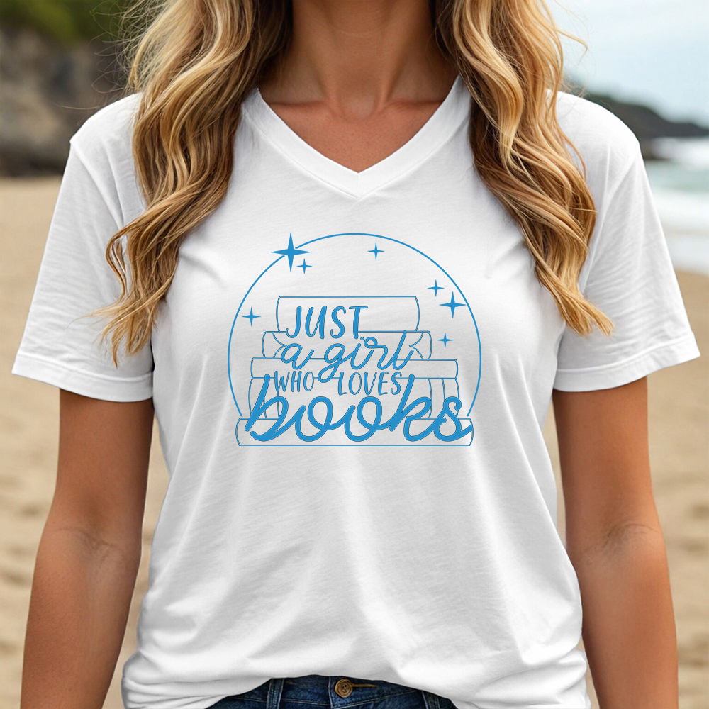 JUST A GIRL WHO LOVES BOOK (V-NECK)