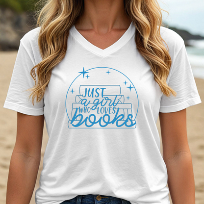 JUST A GIRL WHO LOVES BOOK (V-NECK)